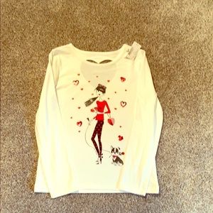 NWT*Girls Valentines long sleeve top. Large 10/12.